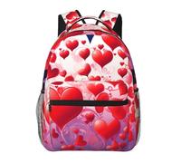 Sac à dos avec imprimé cœur pour enfants et filles, sac d'école avec bandoulière réglable, sac à dos décontracté pour ordinateur portable, Noir , Taille unique