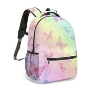 Sac à dos avec imprimé papillon et croissant de lune - 40,6 cm - Dégradé - Étoiles cosmiques - Cristaux - Mystique - Floral - Ciel nocturne, 07, L, Décontracté