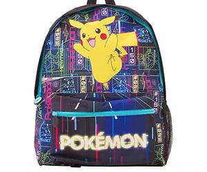 Sac à dos avec licence Pokémon phosphorescente | Grand sac à dos Pikachu | Sac d'école officiel pour garçons, filles et enfants | Cadeau scolaire de Noël