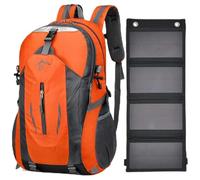 Sac à dos avec panneau solaire 20 W USB 5 V Sac à dos de randonnée étanche 40 litres pour randonnée, cyclisme, moto, voyage unisexe adulte, Orange, normal