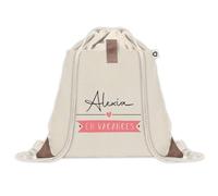 Sac à dos avec pochette Alexia en Vacances | Sac de Sport et Gym avec cordelettes en Toile | Idée Cadeau Collègue Noël Anniversaire | Sac Doudou