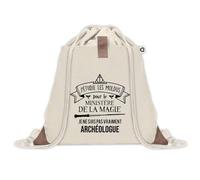 Sac à dos avec pochette Archéologue Ministère de la Magie | Sac de Sport et Gym avec cordelettes en Toile | Idée Cadeau Collègue Noël Anniversaire | Sac Doudou