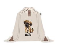 Sac à Dos avec Pochette Avant Beige Berger d'Asie Centrale : Chibi | Sac de Sport 220 g/m² avec 50% de Coton Recyclé Poche Velcro 8 L | Gym Piscine École Propriétaire Chien