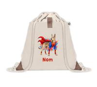 Sac à Dos avec Pochette Avant Beige Berger Picard | Sac de Sport 220 g/m² avec 50% de Coton Recyclé Poche à Scratch 8 L | Gym Piscine École Propriétaire Chien