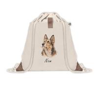 Sac à Dos avec Pochette Avant Beige Berger Picard | Sac de Sport 220 g/m² avec 50% de Coton Recyclé Poche à Scratch 8 L | Gym Piscine École Propriétaire Chien