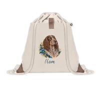 Sac à Dos avec Pochette Avant Beige Épagneul Picard | Sac de Sport 220 g/m² avec 50% de Coton Recyclé Poche à Scratch 8 L | Gym Piscine École Propriétaire Chien