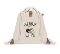 Sac à Dos avec Pochette Avant Beige Être avocat c'est la vie | Sac de Sport 220 g/m² avec 50% de Coton Recyclé Poche Velcro 8 L | Gym Piscine École Juriste