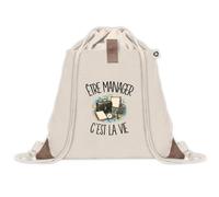 Sac à Dos avec Pochette Avant Beige Être manager c'est la vie | Sac de Sport 220 g/m² avec 50% de Coton Recyclé Poche Velcro 8 L | Gym Piscine École Encadrant Encadrante