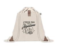 Sac à Dos avec Pochette Avant Beige J’peux pas j’ai Alpinisme | Sac de Sport 220 g/m² avec 50% de Coton Recyclé Poche Velcro 8 L | Gym Piscine École Alpiniste