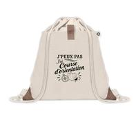 Sac à Dos avec Pochette Avant Beige J’peux pas j’ai Course d’orientation | Sac de Sport 220 g/m² avec 50% de Coton Recyclé Poche Velcro 8 L | Gym Piscine École