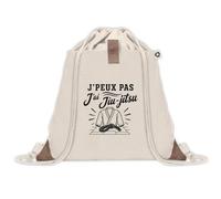 Sac à Dos avec Pochette Avant Beige J’peux pas j’ai Jiu-jitsu | Sac de Sport 220 g/m² avec 50% de Coton Recyclé Poche Velcro 8 L | Gym Piscine École
