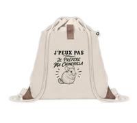 Sac à Dos avec Pochette Avant Beige J’peux pas je préfère ma Chinchilla | Sac de Sport 220 g/m² avec 50% de Coton Recyclé Poche Velcro 8 L | Gym Piscine École Propriétaire Chinchilla