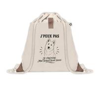 Sac à Dos avec Pochette Avant Beige J’peux pas je préfère mon Berger Blanc Suisse | Sac de Sport 220 g/m² avec 50% de Coton Recyclé Poche Velcro 8 L