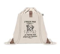 Sac à Dos avec Pochette Avant Beige J’peux pas je préfère mon Berger des Pyrénées | Sac de Sport 220 g/m² avec 50% de Coton Recyclé Poche Velcro 8 L