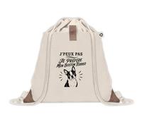 Sac à Dos avec Pochette Avant Beige J’peux pas je préfère mon Boston Terrier | Sac de Sport 220 g/m² avec 50% de Coton Recyclé Poche Velcro 8 L | Gym Piscine École Propriétaire Boston Terrier