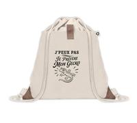 Sac à Dos avec Pochette Avant Beige J’peux pas je préfère mon Gecko | Sac de Sport 220 g/m² avec 50% de Coton Recyclé Poche Velcro 8 L | Gym Piscine École