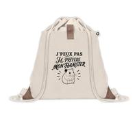 Sac à Dos avec Pochette Avant Beige J’peux pas je préfère mon Hamster | Sac de Sport 220 g/m² avec 50% de Coton Recyclé Poche Velcro 8 L | Gym Piscine École Propriétaire Hamster