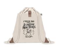 Sac à Dos avec Pochette Avant Beige J’peux pas je préfère mon Teckel | Sac de Sport 220 g/m² avec 50% de Coton Recyclé Poche Velcro 8 L | Gym Piscine École Propriétaire Teckel