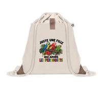 Sac à Dos avec Pochette Avant Beige Juste une fille qui adore les perroquets | Sac de Sport 220 g/m² avec 50% de Coton Recyclé Poche Velcro 8 L | Gym Piscine École Amoureuse des Oiseaux