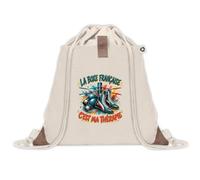 Sac à Dos avec Pochette Avant Beige La boxe française c'est ma thérapie | Sac de Sport 220 g/m² avec 50% de Coton Recyclé Poche Velcro 8 L | Gym Piscine École