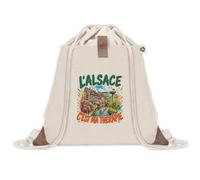 Sac à Dos avec Pochette Avant Beige L'alsace c'est ma thérapie | Sac de Sport 220 g/m² avec 50% de Coton Recyclé Poche Velcro 8 L | Gym Piscine École