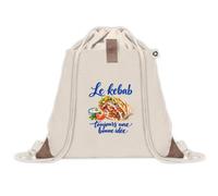 Sac à Dos avec Pochette Avant Beige Le kebab, toujours une bonne idée | Sac de Sport 220 g/m² avec 50% de Coton Recyclé Poche Velcro 8 L | Gym Piscine École Gourmand Gourmande