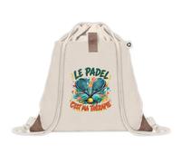 Sac à Dos avec Pochette Avant Beige Le padel c'est ma thérapie | Sac de Sport 220 g/m² avec 50% de Coton Recyclé Poche Velcro 8 L | Gym Piscine École