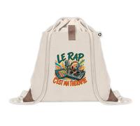 Sac à Dos avec Pochette Avant Beige Le rap c'est ma thérapie | Sac de Sport 220 g/m² avec 50% de Coton Recyclé Poche Velcro 8 L | Gym Piscine École