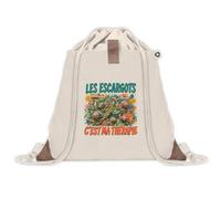 Sac à Dos avec Pochette Avant Beige Les escargots c'est ma thérapie | Sac de Sport 220 g/m² avec 50% de Coton Recyclé Poche Velcro 8 L | Gym Piscine École