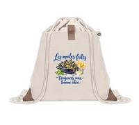 Sac à Dos avec Pochette Avant Beige Les moules-frites, toujours une bonne idée | Sac de Sport 220 g/m² avec 50% de Coton Recyclé Poche Velcro 8 L | Gym Piscine École Gourmand Gourmande