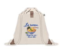 Sac à Dos avec Pochette Avant Beige Les ramen, toujours une bonne idée | Sac de Sport 220 g/m² avec 50% de Coton Recyclé Poche Velcro 8 L | Gym Piscine École Gourmand Gourmande