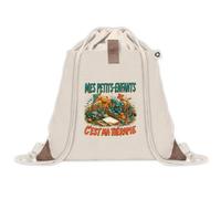Sac à Dos avec Pochette Avant Beige Mes petits-enfants c'est ma thérapie | Sac de Sport 220 g/m² avec 50% de Coton Recyclé Poche Velcro 8 L | Gym Piscine École