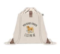 Sac à Dos avec Pochette Avant Beige Mon Braque Hongrois c'est ma vie | Sac de Sport 220 g/m² avec 50% de Coton Recyclé Poche Velcro 8 L | Gym Piscine École Propriétaire Chien