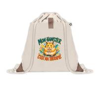 Sac à Dos avec Pochette Avant Beige Mon hamster c'est ma thérapie | Sac de Sport 220 g/m² avec 50% de Coton Recyclé Poche Velcro 8 L | Gym Piscine École