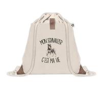 Sac à Dos avec Pochette Avant Beige Mon Schnauzer c'est ma vie | Sac de Sport 220 g/m² avec 50% de Coton Recyclé Poche Velcro 8 L | Gym Piscine École Propriétaire Chien