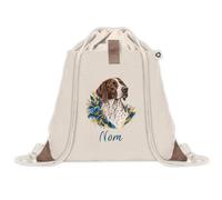 Sac à Dos avec Pochette Avant Beige Pointer Anglais : Aquarelle florale | Sac de Sport 220 g/m² avec 50% de Coton Recyclé Poche Velcro 8 L | Gym Piscine École Propriétaire Chien
