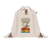 Sac à Dos avec Pochette Avant Beige Saut à Ski Pourquoi je perds | Sac de Sport 220 g/m² avec 50% de Coton Recyclé Poche Velcro 8 L | Gym Piscine École