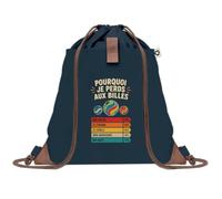 Sac à Dos avec Pochette Avant Bleu Marine Billes Pourquoi je perds | Sac de Sport 220 g/m² avec 50% de Coton Recyclé Poche Velcro 8 L | Gym Piscine École