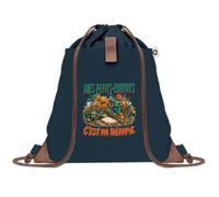 Sac à Dos avec Pochette Avant Bleu Marine Mes petits-enfants c'est ma thérapie | Sac de Sport 220 g/m² avec 50% de Coton Recyclé Poche Velcro 8 L | Gym Piscine École
