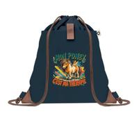 Sac à Dos avec Pochette Avant Bleu Marine Mon poney c'est ma thérapie | Sac de Sport 220 g/m² avec 50% de Coton Recyclé Poche à Scratch 8 L | Gym Piscine École