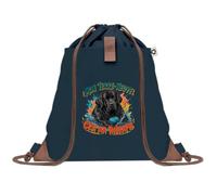 Sac à Dos avec Pochette Avant Bleu Marine Mon Terre-Neuve c'est ma thérapie | Sac de Sport 220 g/m² avec 50% de Coton Recyclé Poche Velcro 8 L | Gym Piscine École
