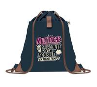Sac à Dos avec Pochette Avant Bleu Marine Multitâche : j'écoute et j'oublie... en même temps Humour Beauf et drôle | Sac de Sport 220 g/m² avec 50% de Coton Recyclé Poche Velcro 8 L
