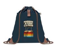 Sac à Dos avec Pochette Avant Bleu Marine Saut à la Perche Pourquoi je perds | Sac de Sport 220 g/m² avec 50% de Coton Recyclé Poche Velcro 8 L | Gym Piscine École