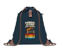 Sac à Dos avec Pochette Avant Bleu Marine Saut d'Obstacles Pourquoi je perds | Sac de Sport 220 g/m² avec 50% de Coton Recyclé Poche Velcro 8 L | Gym Piscine École