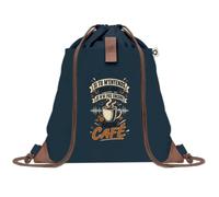 Sac à Dos avec Pochette Avant Bleu Marine Si tu m'entends, c'est que je n'ai pas encore mon café Humour Beauf et drôle | Sac de Sport 220 g/m² avec 50% de Coton Recyclé Poche Velcro 8 L