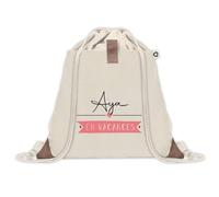 Sac à dos avec pochette Aya en Vacances | Sac de Sport et Gym avec cordelettes en Toile | Idée Cadeau Collègue Noël Anniversaire | Sac Doudou