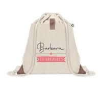 Sac à dos avec pochette Barbara en Vacances | Sac de Sport et Gym avec cordelettes en Toile | Idée Cadeau Collègue Noël Anniversaire | Sac Doudou