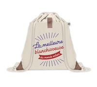 Sac à dos avec pochette Blanchisseuse Meilleure du Monde | Sac de Sport et Gym avec cordelettes en Toile | Idée Cadeau Collègue Noël Anniversaire | Sac Doudou