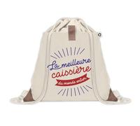 Sac à dos avec pochette Caissière Meilleure du Monde | Sac de Sport et Gym avec cordelettes en Toile | Idée Cadeau Collègue Noël Anniversaire | Sac Doudou