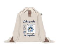 Sac à Dos avec Pochette Capucine : Le linge sale | Sac Crèche École Maternelle Petite Section | Coton Recyclé 8 L Poche Velcro | Cadeau Rentrée Fille